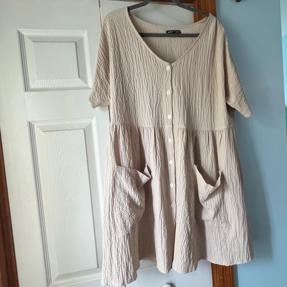 SHEIN Cream Textured Dress